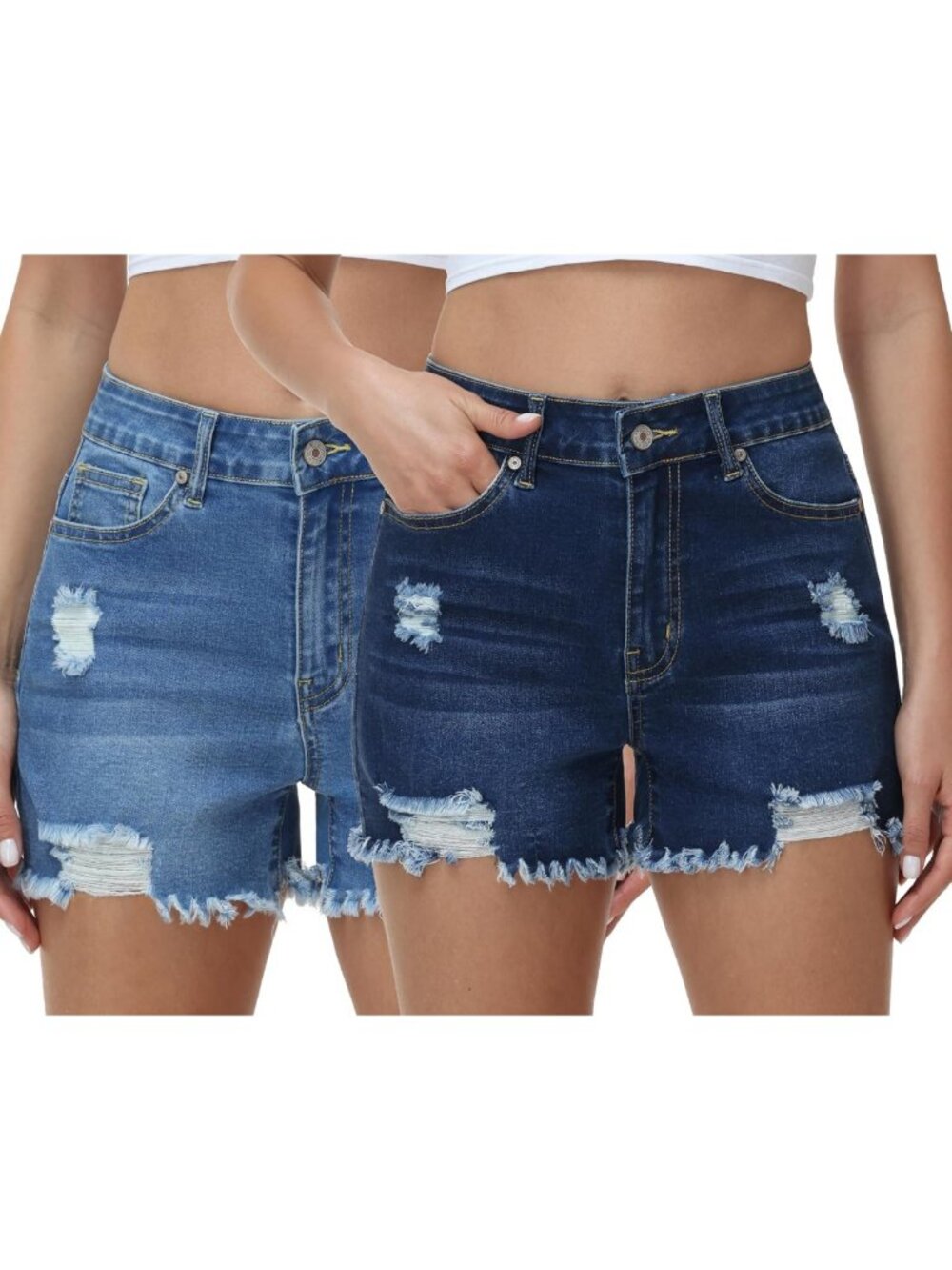 Stylish Women's Low Rise Ripped Denim Jean Shorts - Trendy Summer Fashion